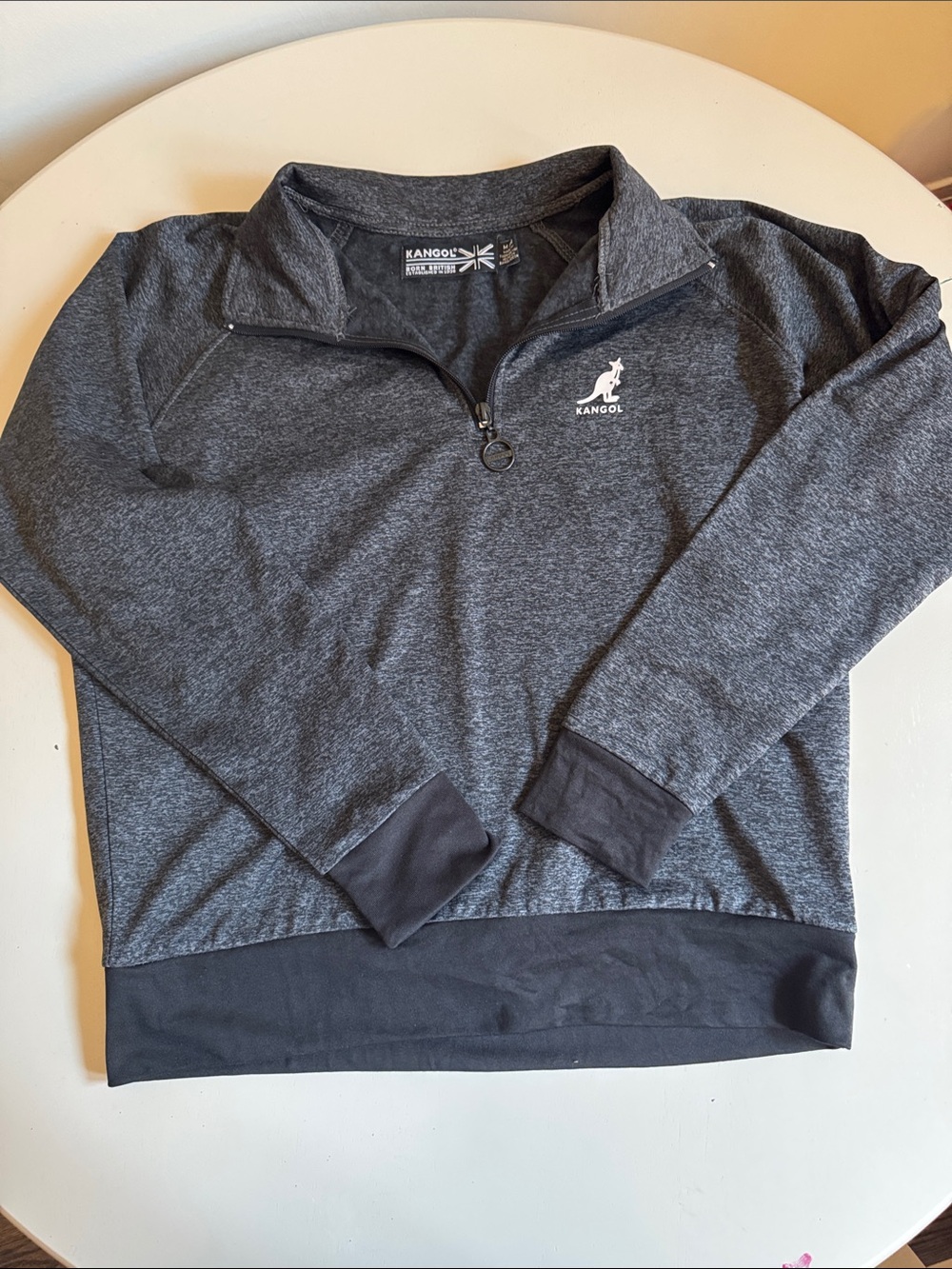 Kangol Men's Dark Charcoal Quarter-Zip Pullover with Logo